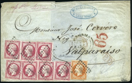 Stamp of France 1863-60 Empire ND 40c orange et 80c rose en rare a