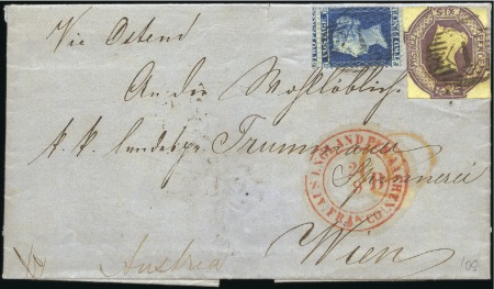 Stamp of Great Britain » 1847-54 Embossed 1856 (Sep 23) Entire from London to Austria with E