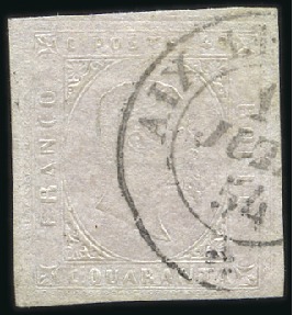 Stamp of Italian States » Sardinia 1853 40c rose, good margins, with neat "AIX LES BA
