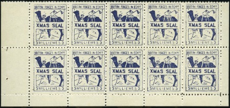 Stamp of Egypt » British Forces in Egypt 1934 Christmas Seal 3m blue marginal block of 10,