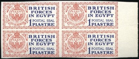 Stamp of Egypt » British Forces in Egypt 1932 Postal Seal 1pi red & blue imperforate margin