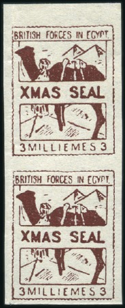 Stamp of Egypt » British Forces in Egypt 1933 Christmas Seal 3m brown lake imperforate vert