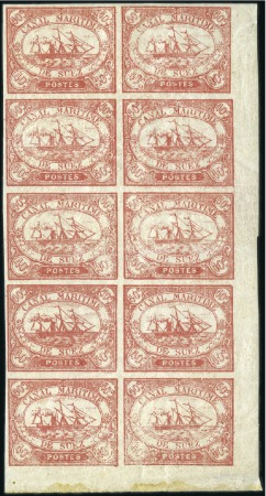 Stamp of Egypt » Suez-Canal Company 1868 40c Red in block of 10, types III-IV-I-II-III