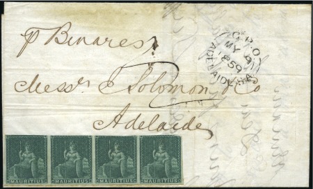Stamp of Mauritius 1859 (Apr 16) Wrapper to South Australia with 1858