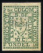 Stamp of Colombia » States - Bolivar 1863-65 10c green, unused with good to large even