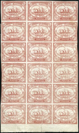 Stamp of Egypt » Suez-Canal Company 1868 40c Red unused block of 18 with complete Lacr
