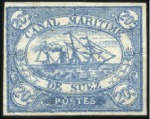 Stamp of Egypt » Suez-Canal Company 1868 20c Blue pos.87 unused with good margins, sho