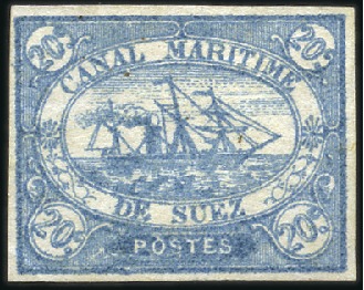 Stamp of Egypt » Suez-Canal Company 1868 20c Blue pos.87 unused with good margins, sho