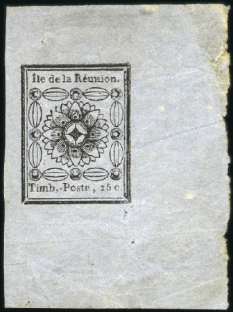 Stamp of Colonies françaises » Réunion 1852 15c noir sur azuré avec très grandes marges,
