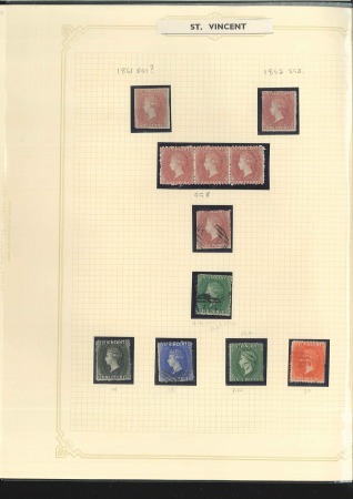 Stamp of St. Vincent 1861-1938, Neat mint & used collection on nine alb