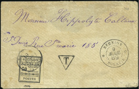 Stamp of Colonies françaises » Réunion TAXE 1889-92 30c noir, coin de feuille, obl. St De
