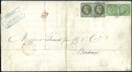 Stamp of Colonies françaises » Réunion 1873 Avis de décès pour la France avec Aigle 5c ve