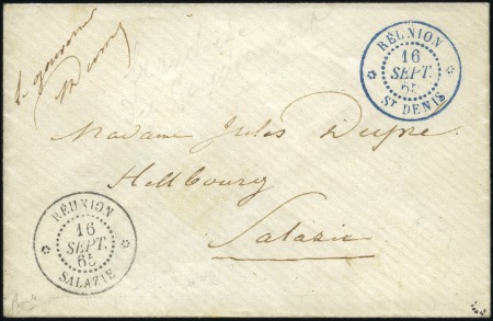 Stamp of Colonies françaises » Réunion 1865 Enveloppe en franchise de St Denis pour Salaz
