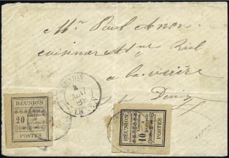 Stamp of Colonies françaises » Réunion TAXE 1889-92 10c + 20c sur lettre pour St Denis 18