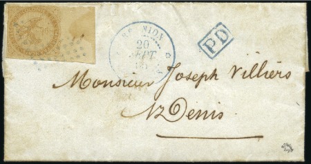 Stamp of Colonies françaises » Réunion 1866 Lettre locale de St Denis avec 10c Aigle bord