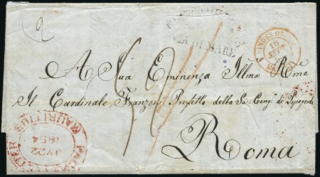 Stamp of Seychelles 1854 Folded disinfected entire from a Papal advers