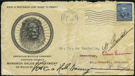 Stamp of Colonies françaises » Réunion 1901 Env. publicitaire American Bicycle Company av