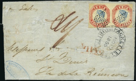 Stamp of India 1854 4a blue & red, Head Die III, Frame Die II, pa