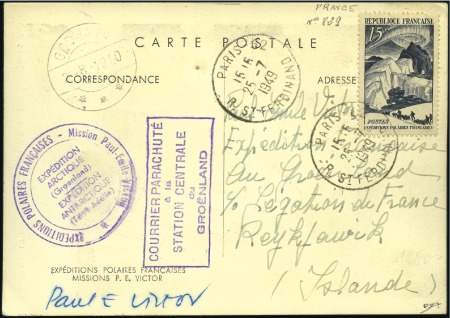 Stamp of Colonies françaises » TAAF 1949 Carte EPF signé PE Victor avec France n°829 o