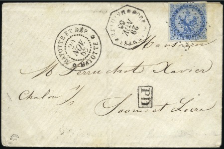 Stamp of Colonies françaises » Mayotte 1868 Enveloppe de Mayotte pour la France en tarif