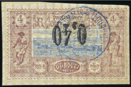 Stamp of Colonies françaises » Djibouti 1899 Variété surcharge renversée 0.40 sur 4c, obl.