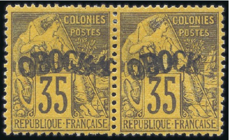 Stamp of Colonies françaises » Obock 1892 35c en paire avec exemplaire de gauche présen