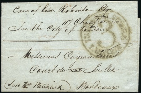 Stamp of Mauritius 1837 (Jun 13) Pre-philatelic commercial entire add