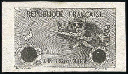 Stamp of France 1917-18 Orphelins : sept épreuves en noir : 2c+3c,