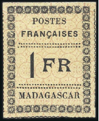 Stamp of Colonies françaises » Madagascar (Poste française) 1891 Composition typographique 1F noir sur jaune, 