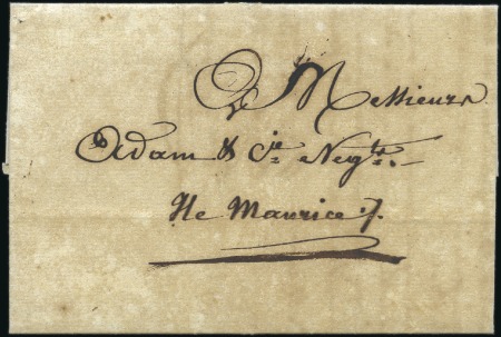 Stamp of Mauritius 1843 (Dec 3) Incoming entire from Tranquebar, the