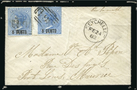 Stamp of Seychelles 1882 Small neat mourning envelope to Port Louis, w