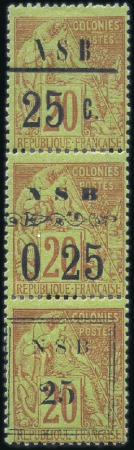 Stamp of Colonies françaises » Nossi-Bé 1890 Série complète en trois bandes de trois types