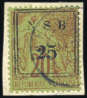 Stamp of Colonies françaises » Nossi-Bé 1890 25 sur 20c brique sur vert, obl., TB, signé A