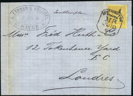 Stamp of France 1884 Env. pour Londres avec Sage 25c bistre sur ja