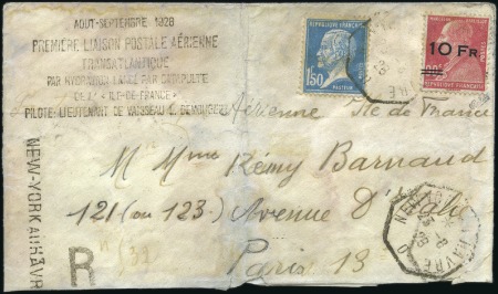 Stamp of France 1928 Ile de France 10F sur 90c sur lettre tombée d