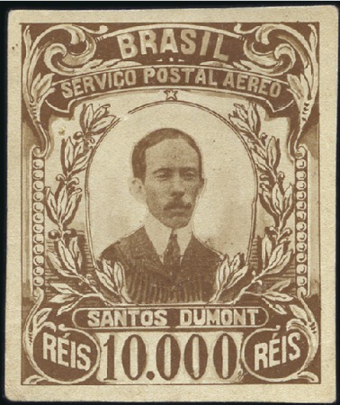 Stamp of Brazil 1929 Aviator Santos Dumont 10000 Reis brown essay