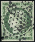 Stamp of France 1849 15c vert et vert foncé, obl., TB, signé Calve