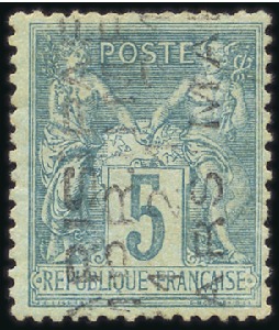 Stamp of France PREOBLITERES 1893 5c vert surcharge sur 4 lignes, 