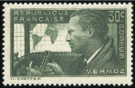 Stamp of France 1937 St Exupéry 30c vert-jaune, neuf sans ch., TB,