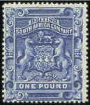 Stamp of Rhodesia 1892-93 £1, £2, £5 & £10 unused, with £5 and £10 s