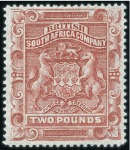 Stamp of Rhodesia 1892-93 £1, £2, £5 & £10 unused, with £5 and £10 s