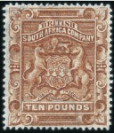 Stamp of Rhodesia 1892-93 £1, £2, £5 & £10 unused, with £5 and £10 s