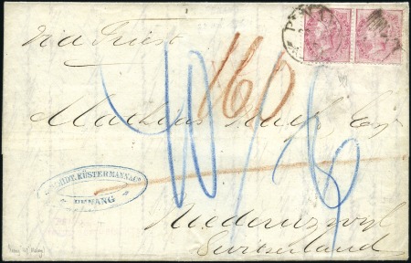 Stamp of Malaysia » Straits Settlements India Used in Penang: 1864 Entire letter to Switze