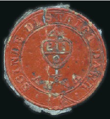 Stamp of India 1852 "Scinde Dawk" 1/2a scarlet, cancelled, some c