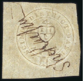 Stamp of India 1852 "Scinde Dawk" 1/2a white, used with manuscrip