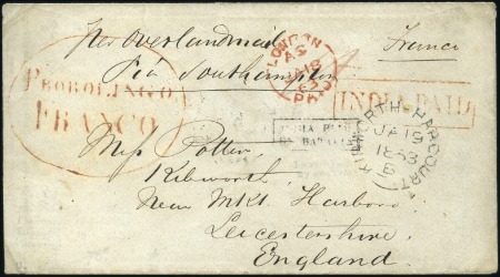 Stamp of Malaysia » Straits Settlements 1862 Envelope from Probolingo, Java, to England, b