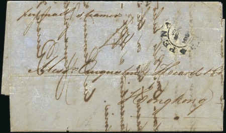 Stamp of Malaysia » Straits Settlements 1861 Folded entire from Penang to Hong Kong, with 