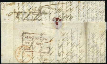 Stamp of Malaysia » Straits Settlements 1843 Folded entire from Singapore to London, with
