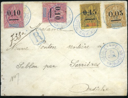 Stamp of Colonies françaises » Madagascar (Poste française) 1894-1954, 26 lettres dont moitié de 25c Obock, Ma