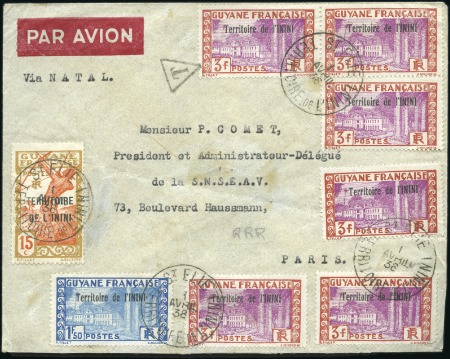 Stamp of Colonies françaises » Guyane française ININI: 1938 Lettre de St Elie pour Paris, TB, les